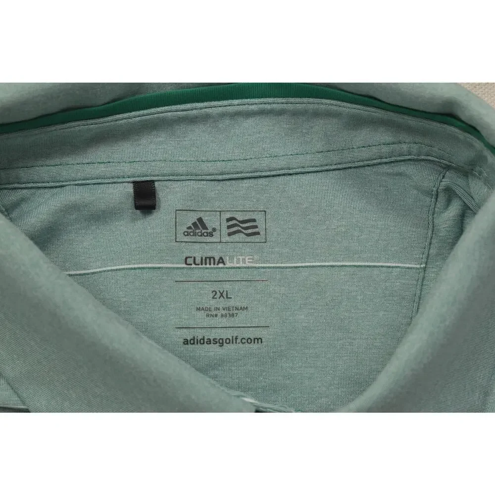 Adidas Golf Climalite Mens 2XL Green Striped Short Sleeve Performance Polo Shirt